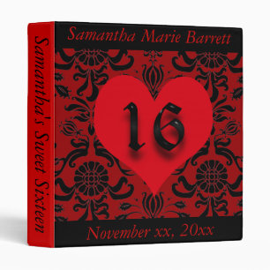 Red & Black Sweet Sixteen Photo Album. Binder
