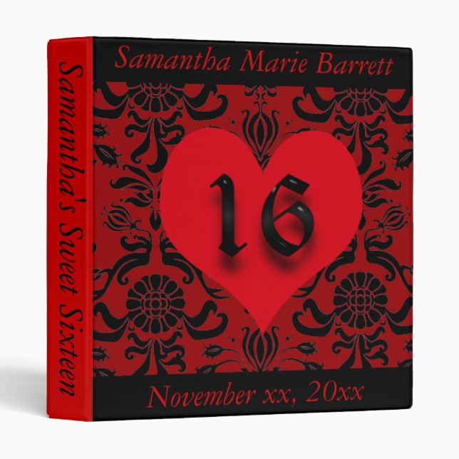 Red & Black Sweet Sixteen Photo Album. Binder (Front/Spine)