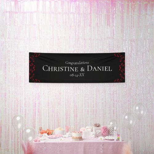 Red  Black Swirl Gothic Wedding Banner