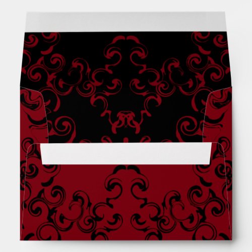 Red  Black Swirl Gothic Wedding Envelope