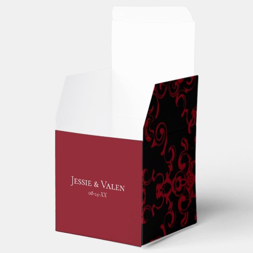 Red  Black Swirl Gothic Wedding Favor Boxes