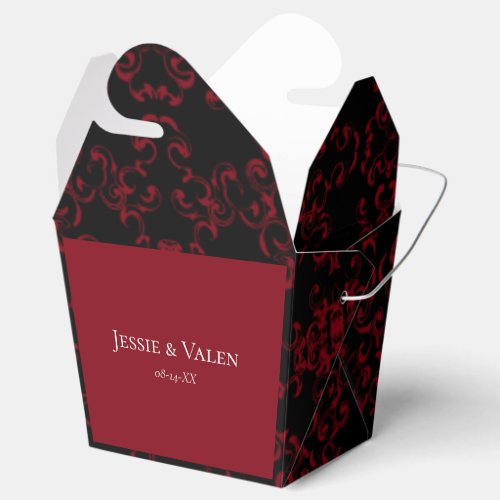 Red  Black Swirl Gothic Wedding Favor Boxes