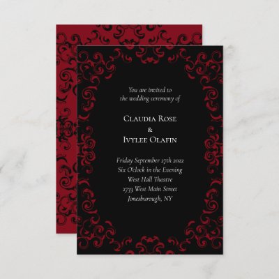 Red & Black Swirl Gothic Wedding Invitations