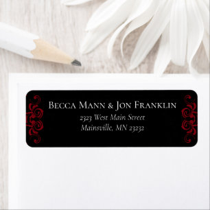 Red & Black Swirl Gothic Wedding Label