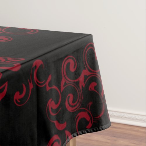 Red  Black Swirl Gothic Wedding Tablecloth