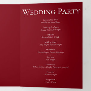 Red & Black Swirl Gothic Wedding Tri-Fold Program