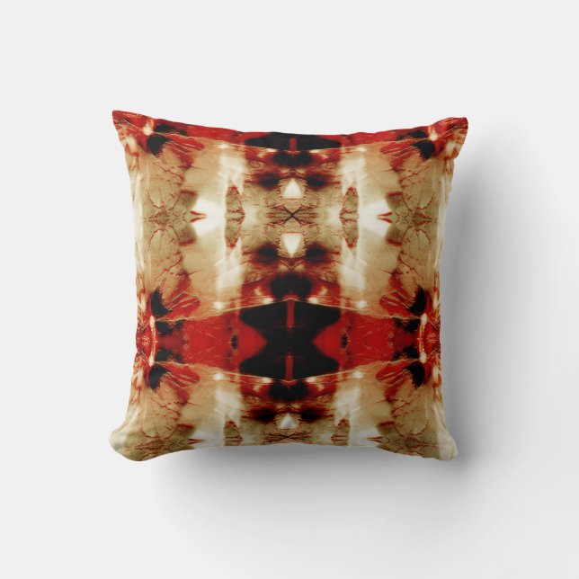 Red Black Tan White Native American Southwest Look Throw Pillow (Front)
