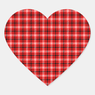 Red Black Tartan Checkered Plaid Pattern-24899 Heart Sticker