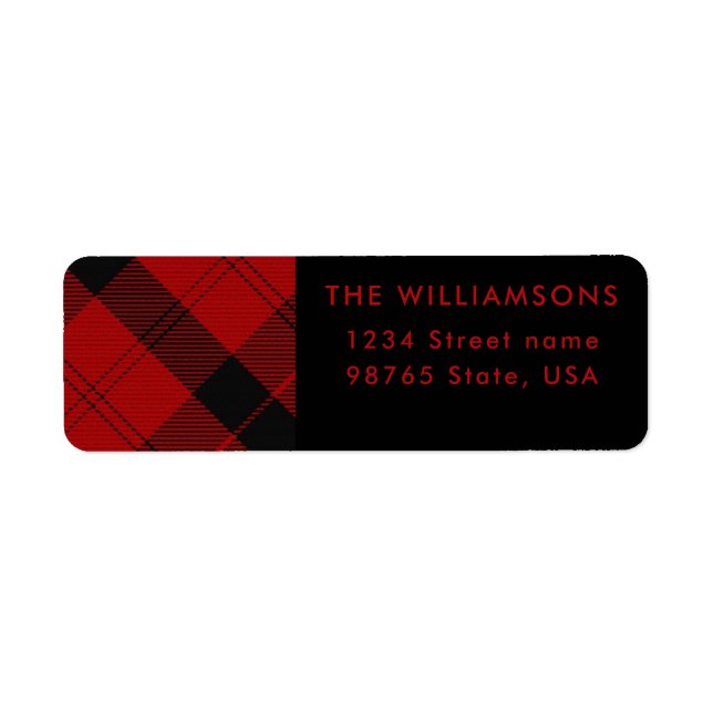 Red Black Tartan Christmas Custom Address Label (Front)
