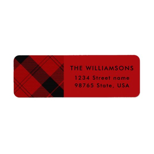 Red Black Tartan Christmas Custom Address Label
