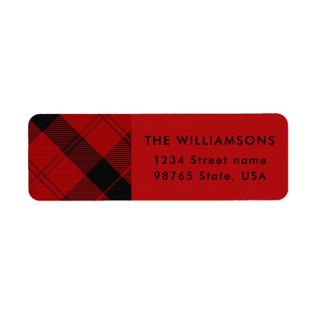 Red Black Tartan Christmas Custom Address Label (Front)