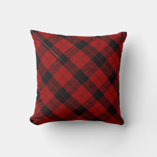 Red Black Tartan Christmas Throw Pillow
