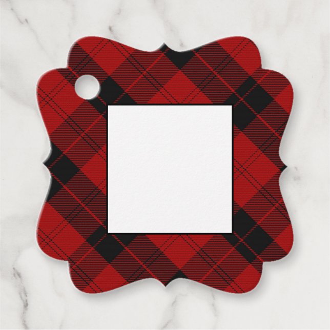 Red Black Tartan Favor Tags (Front)