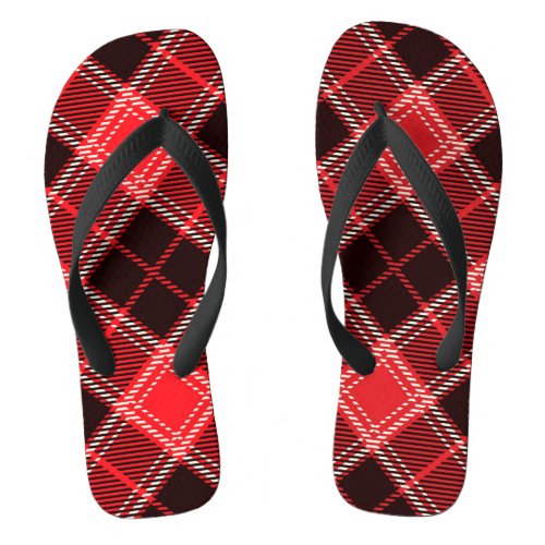 Red  Black Tartan   Flip Flops