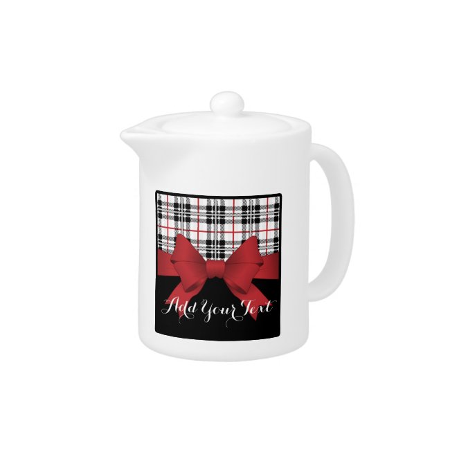 Red Black Tartan Pattern and Ribbon Cute Modern