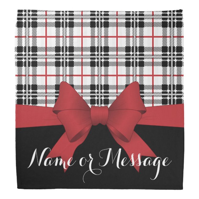 Red Black Tartan Pattern and Ribbon Girly Modern