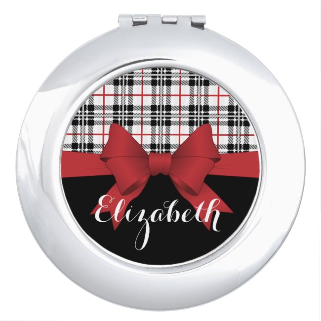 Red Black Tartan Pattern and Ribbon Girly Modern