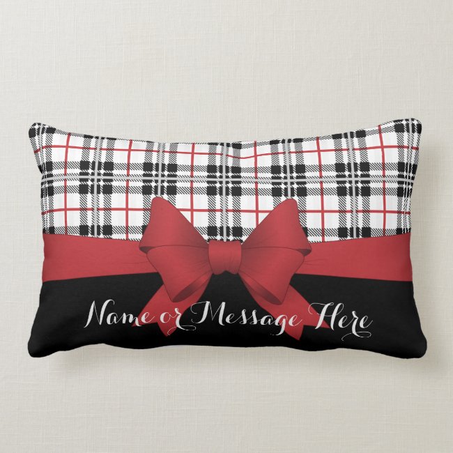 Red Black Tartan Pattern and Ribbon Girly Modern