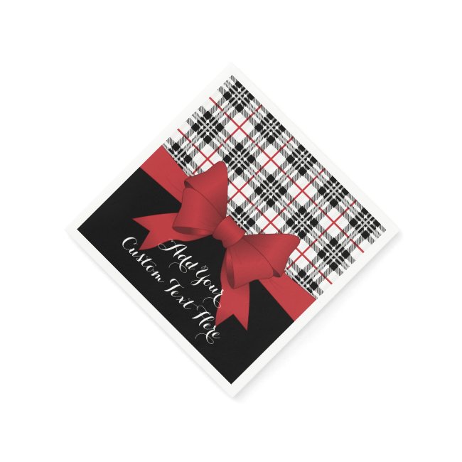 Red Black Tartan Pattern and Ribbon Modern Chic