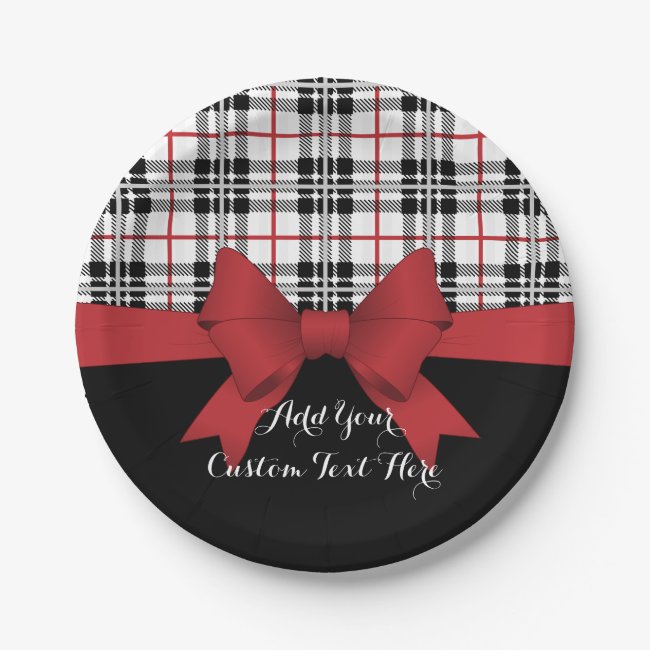 Red Black Tartan Pattern and Ribbon Modern Chic