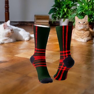 red&black tartan pattern socks