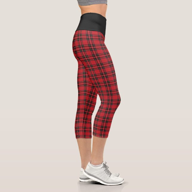 Red Black Tartan Plaid High Waisted Capris (Right)
