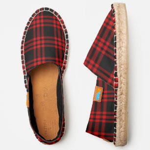 Red, Black Tartan Plaid Pattern Espadrilles