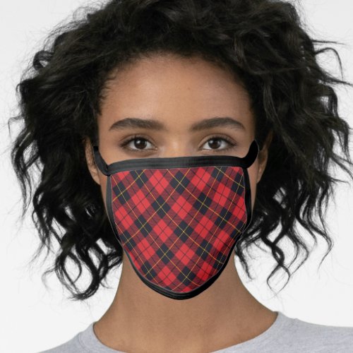 Red Black Tartan Plaid Pattern Face Mask