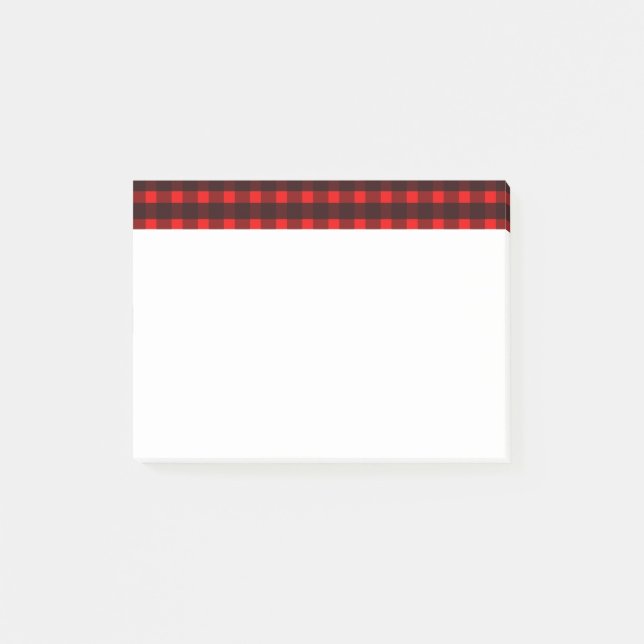 Red Black Tartan Plaid Pattern Post-it Notes (Front)