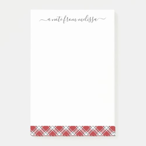 Red Black Tartan Plaid Personalized Christmas  Post_it Notes