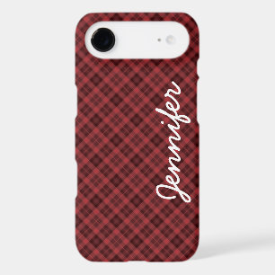 Red Black Tartan Plaid Retro Personalized Name iPhone 17 Air Case