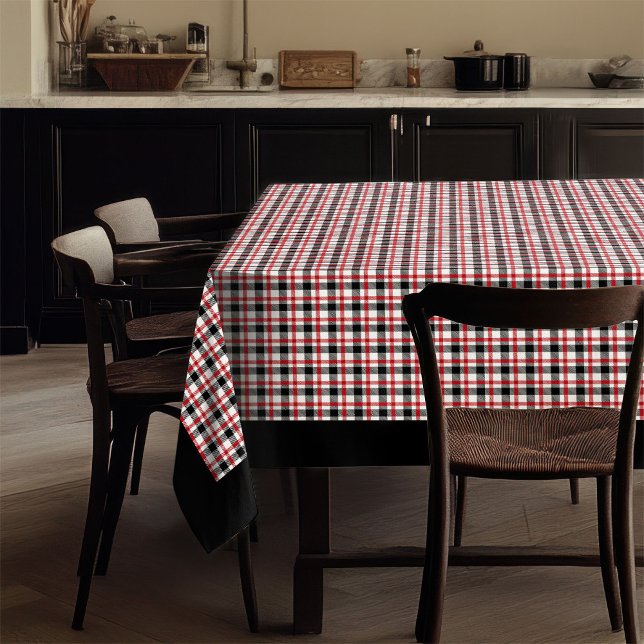 Red Black Tartan Tablecloth Cozy Cabin Dining (Red Black Tartan Tablecloth Cozy Cabin Dining Style)