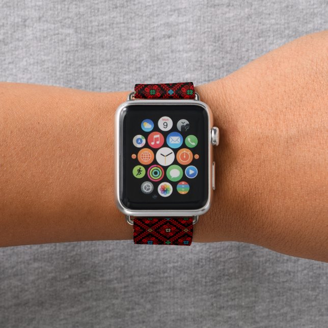 Red & Black Tatreez Arab Henna  Apple Watch Band (In Situ)