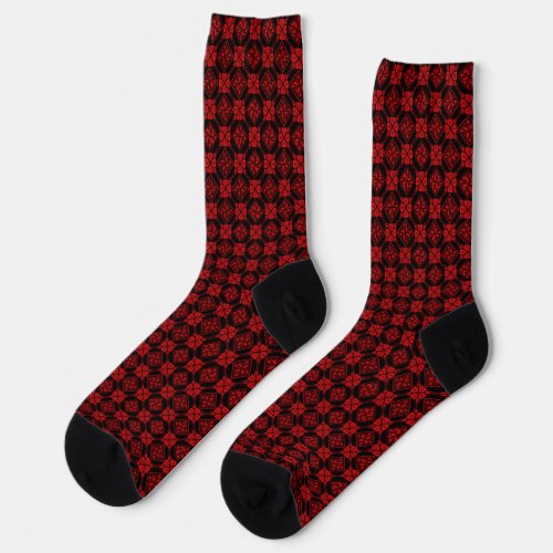 Red  Black Tatreez Henna Thobe Pattern Socks