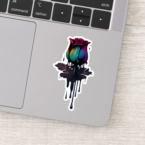Red Black Teal Green Purple Dripping Rose  Sticker