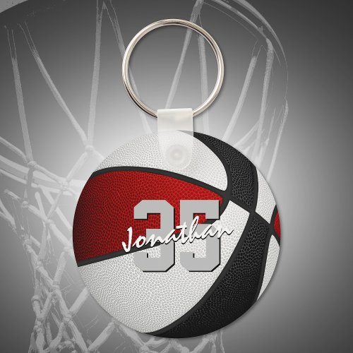 red black team colors basketball party favors keychain