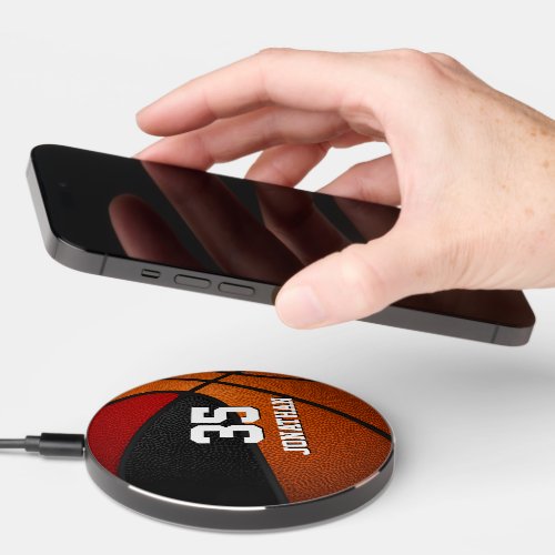 red black team colors boys girls sports basketball wireless charger 