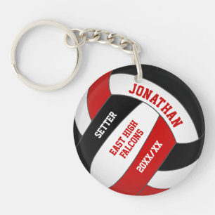 red black team colors custom boys volleyball keychain