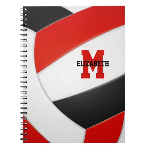 red black team colors girls boys volleyball notebook