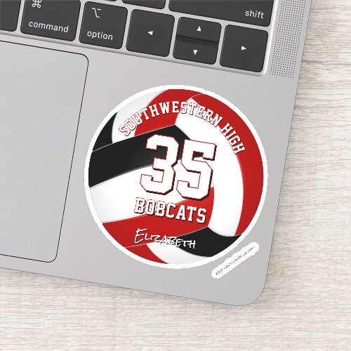 red black sports team colors boys girls volleyball sticker