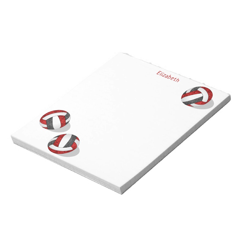 red black team colors girly volleyballs notepad
