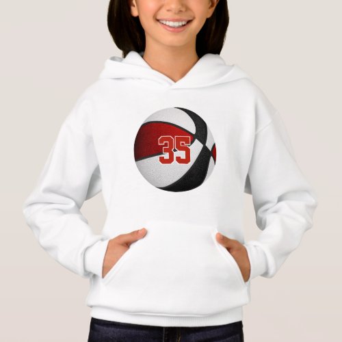 red black team colors jersey number basketball hoodie