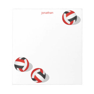red black team colors kids volleyball personalized notepad