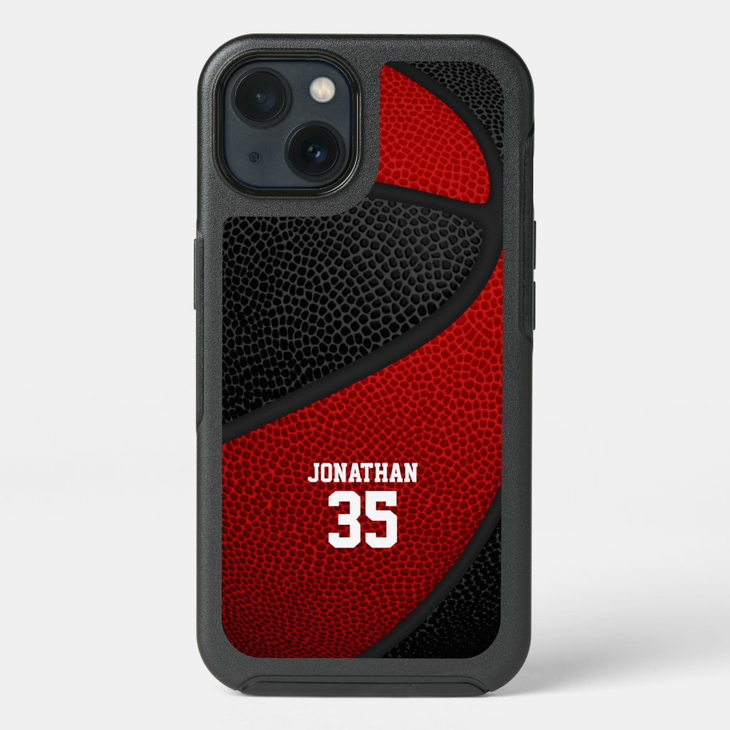 red black team colors personalized basketball OtterBox commuter iPhone 11 pro max case