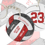 Red Black Team Colors Personalized Volleyball Keychain at Zazzle