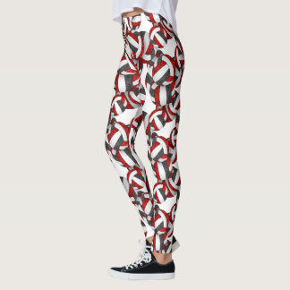red black team colors spirit volleyballs pattern leggings