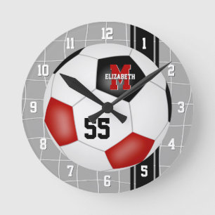 red black team colors varsity stripes soccer round clock