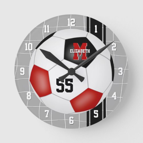 red black team colors varsity stripes soccer round clock
