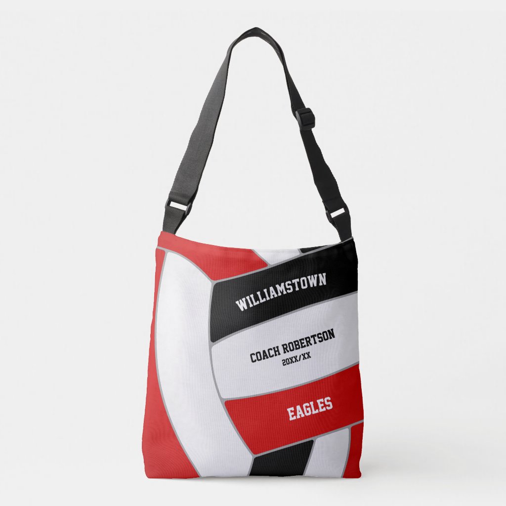 red black team colors volleyball athlete coach crossbody bag