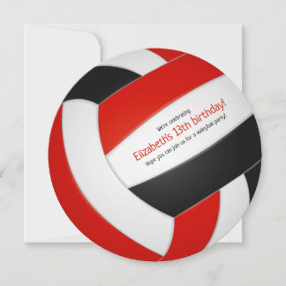 Red black team colors volleyball party announcement